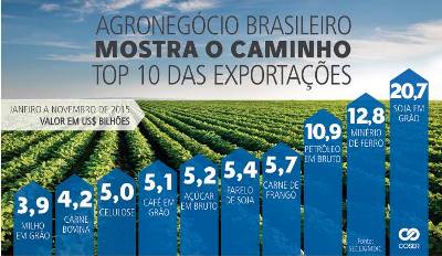 Domínio do Agronegócio na pauta das Exportações Brasileiras
