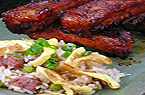 Arroz à oriental com costela suína laqueada