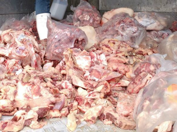 Cinco toneladas de carne suína vencida são apreendidas em Ponta Grossa