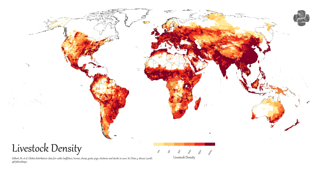 Distribuição e densidade global da pecuária
