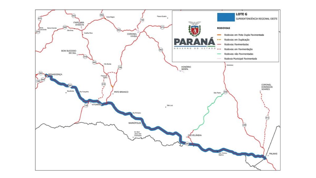 Governo do PR divulga vencedor de licitação para obras de R$ 27,5 milhões na PRC-280