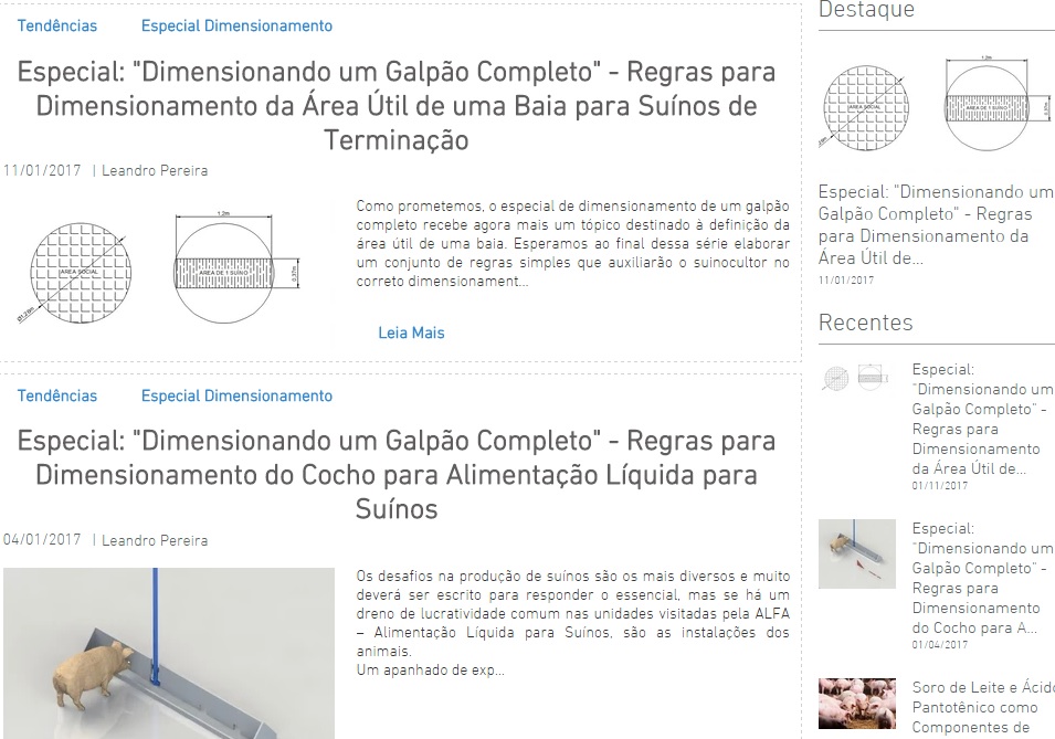 Site oferece conhecimento sobre alimentação liquida para suínos