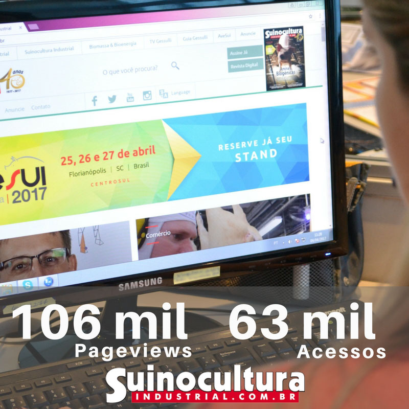 Portal Suinocultura Industrial alcança mais de 100 mil pageviews em apenas um mês