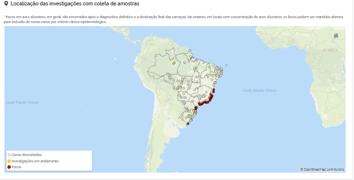 MAPA: Resultados atualizados das investigações sobre a presença do vírus da Gripe Aviária