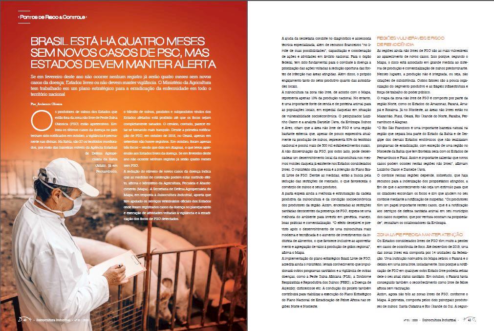 Brasil está há quatro meses sem novos casos de PSC, mas Estados devem manter alerta