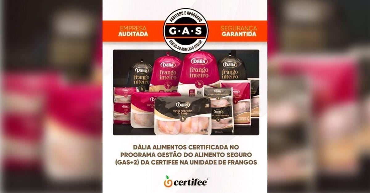 Dália Alimentos recebe Selo Gestão do Alimento Seguro e já está habilitada a exportar carne de frango ao Japão