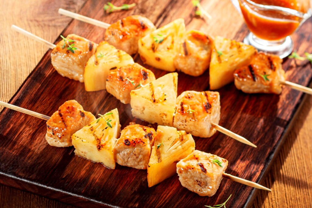 Espetinho de Lombo Suíno ao Mel e Mostarda