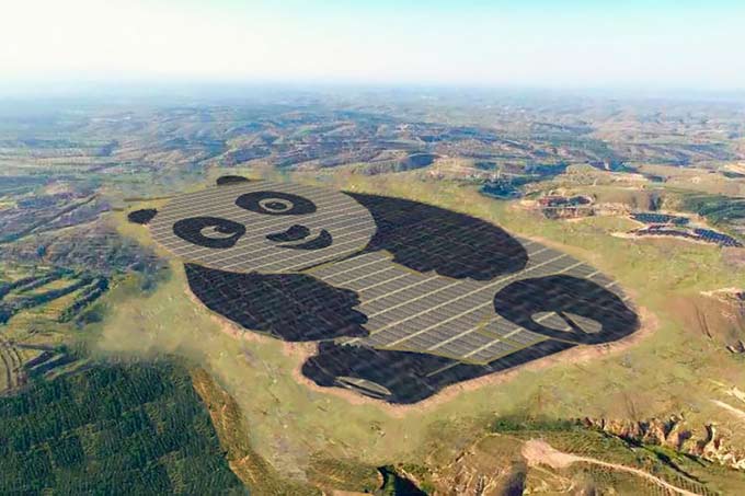 China inaugura estação de energia solar em forma de panda