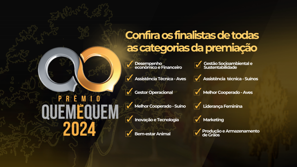 Conheça os finalistas do Prêmio Quem é Quem: Maiores e Melhores Cooperativas Brasileiras de Aves e Suínos