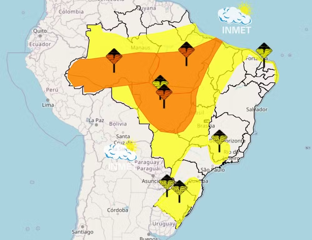 Alerta de Chuvas Fortes e Tempestades em 20 Estados Brasileiros