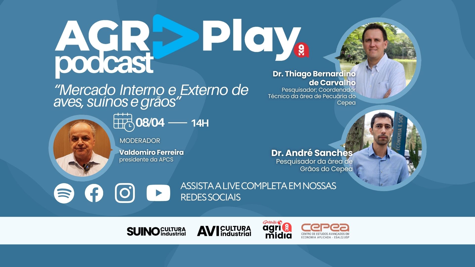 AgrPlay Podcast AO VIVO: análise do mercado de aves, suínos e grãos AgrPlay Podcast AO VIVO: análise do mercado de aves, suínos e grãos