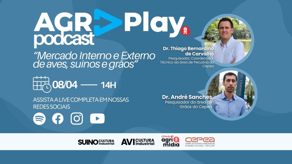 Podcast AgrPlay: debate sobre o mercado de aves, suínos e grãos