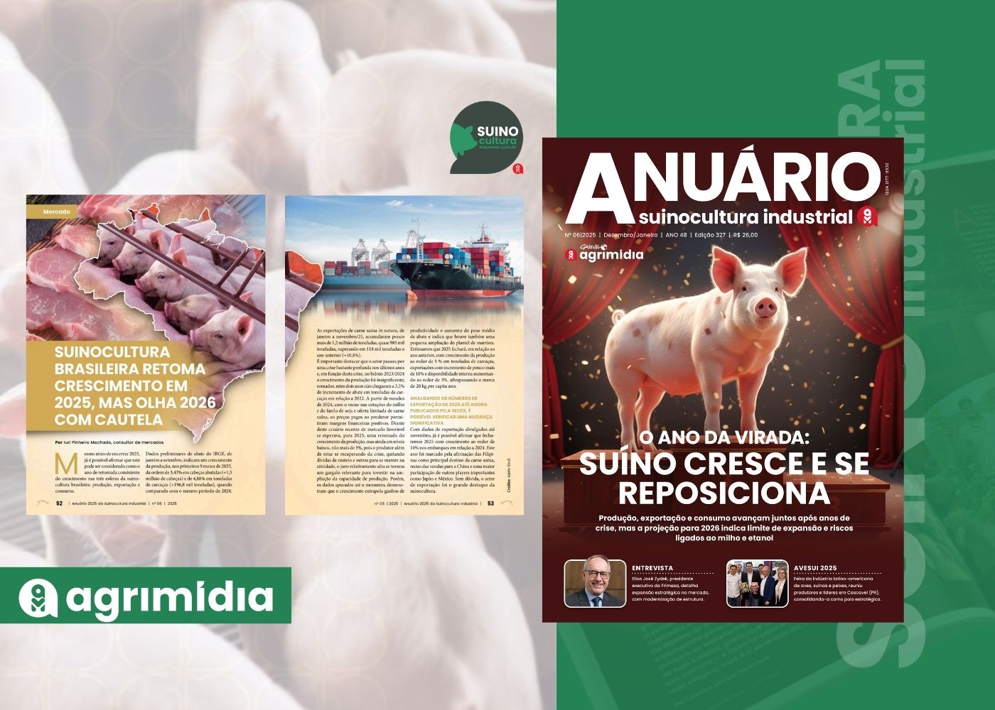 Suinocultura brasileira cresce em 2025 e projeta 2026 com atenção ao mercado no Anuário Suinocultura Industrial Suinocultura brasileira cresce em 2025 e projeta 2026 com atenção ao mercado no Anuário Suinocultura Industrial