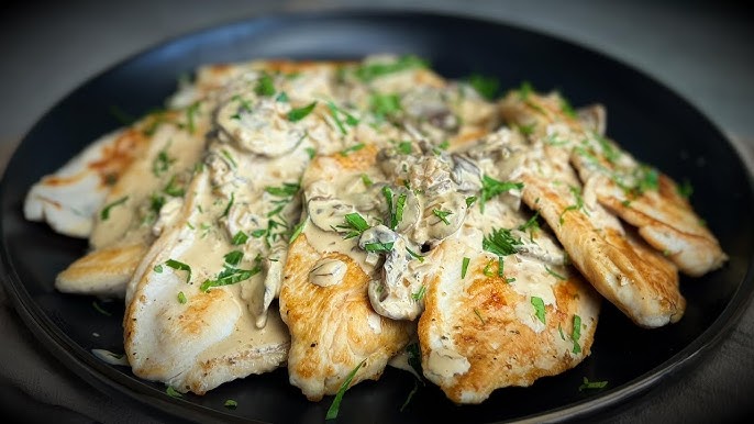 Aprenda a fazer essa deliciosa braciola de peito de frango com cogumelos