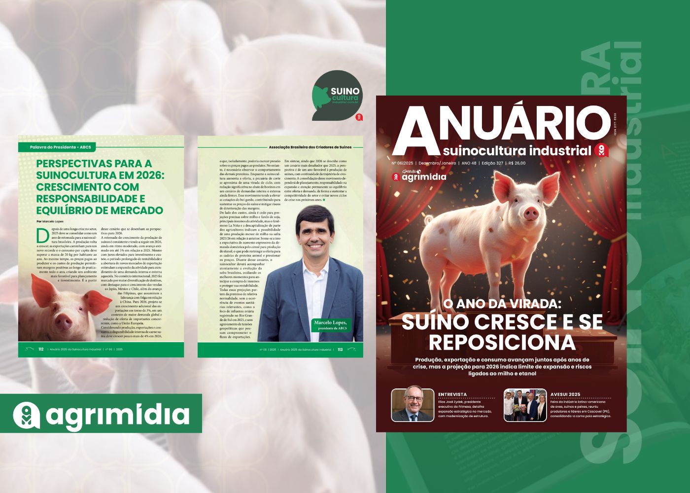 Perspectivas para produção brasileira em 2026 apontam crescimento com equilíbrio no Anuário Suinocultura Industrial