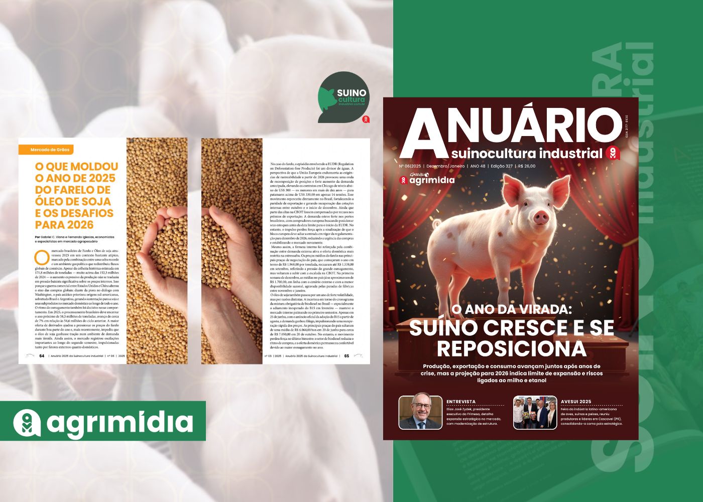 Farelo e óleo de soja: o que marcou 2025 e os desafios que se desenham para 2026 no anuário Suinocultura Industrial