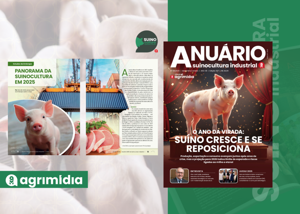 Suinocultura brasileira fecha 2025 com exportações recordes e margens positivas no anuário Suinocultura Industrial