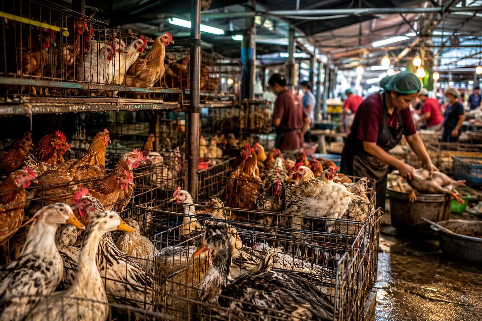 WOAH reforça biossegurança e muda abordagem para reduzir riscos em mercados de aves vivas