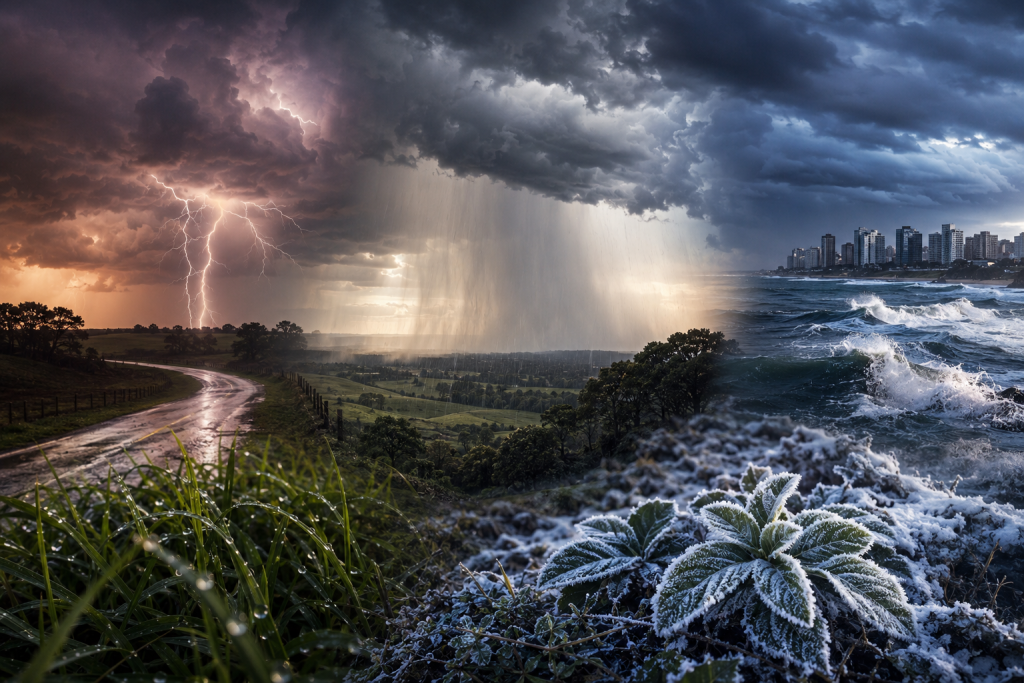 Frente fria avança e leva chuva intensa ao Centro-Sul do Brasil ao longo da semana Frente fria avança e leva chuva intensa ao Centro-Sul do Brasil ao longo da semana