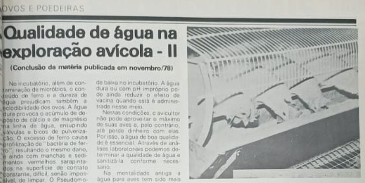 TBT Agrimídia: Água de qualidade já era prioridade na avicultura no final dos anos 70