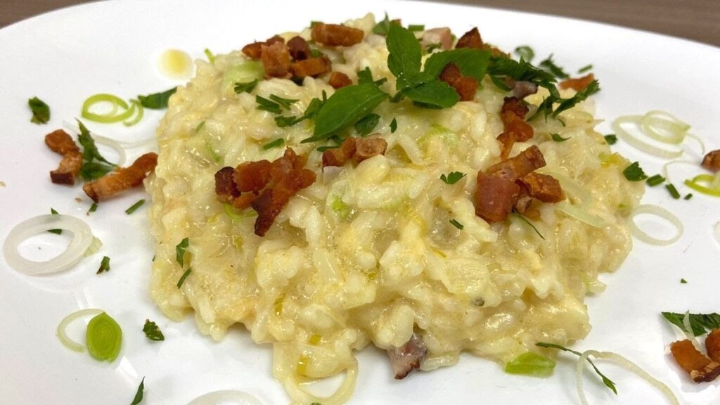 Risoto cremoso de bacon
