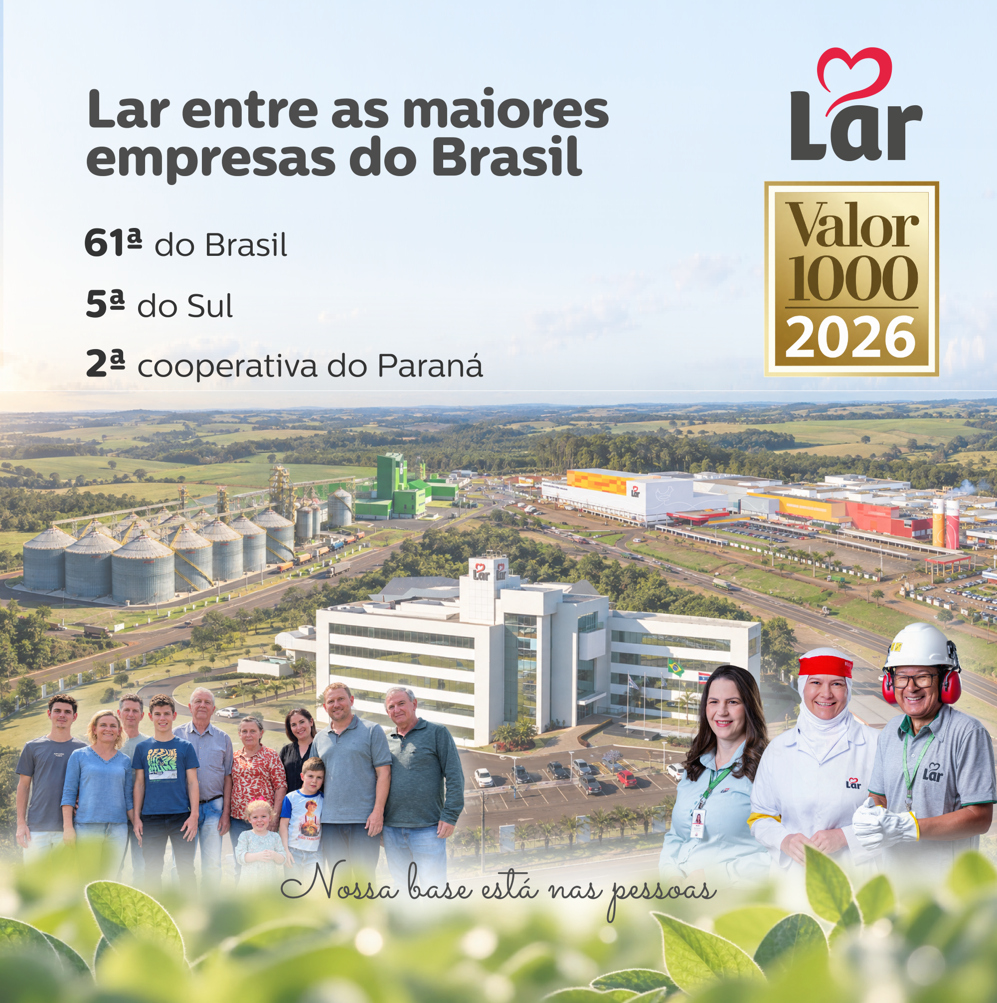Lar Cooperativa avança no ranking Valor 1000 e consolida nova escala no agronegócio