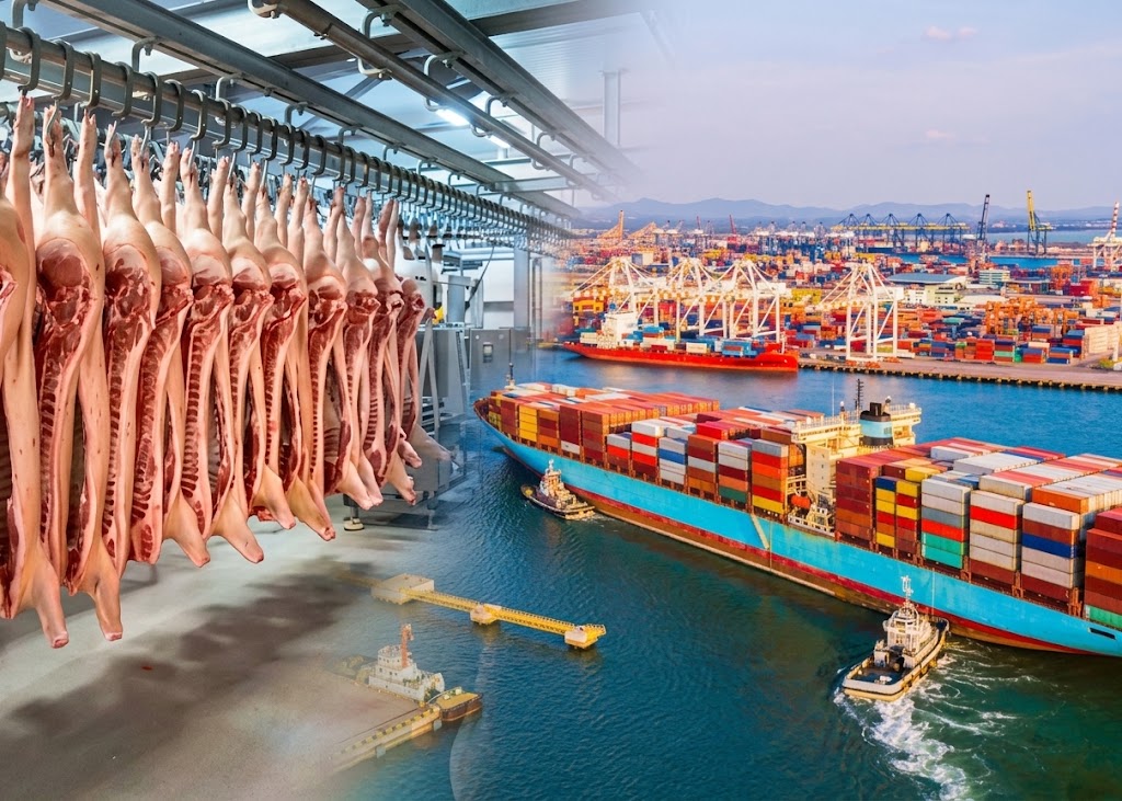 Exportações de carne suína se aproximam de 1,2 milhão de toneladas no acumulado de 2026