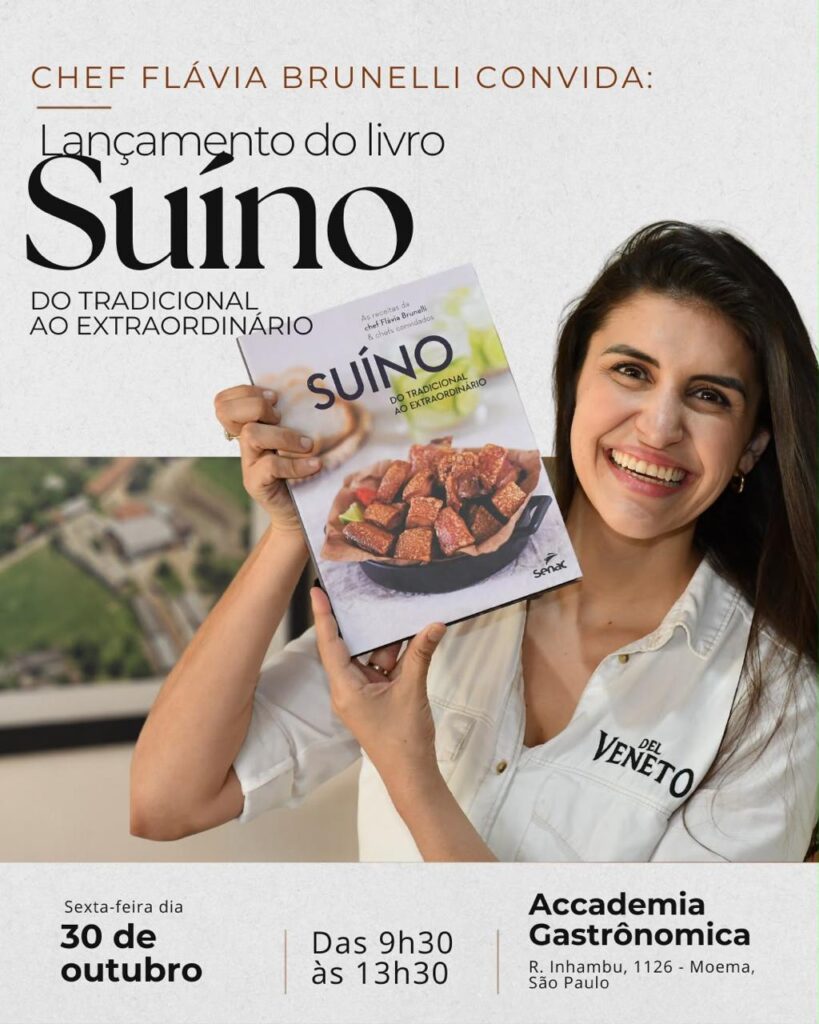 Chef Flá Brunelli lança livro inédito sobre carne suína Chef Flá Brunelli lança livro inédito sobre carne suína
